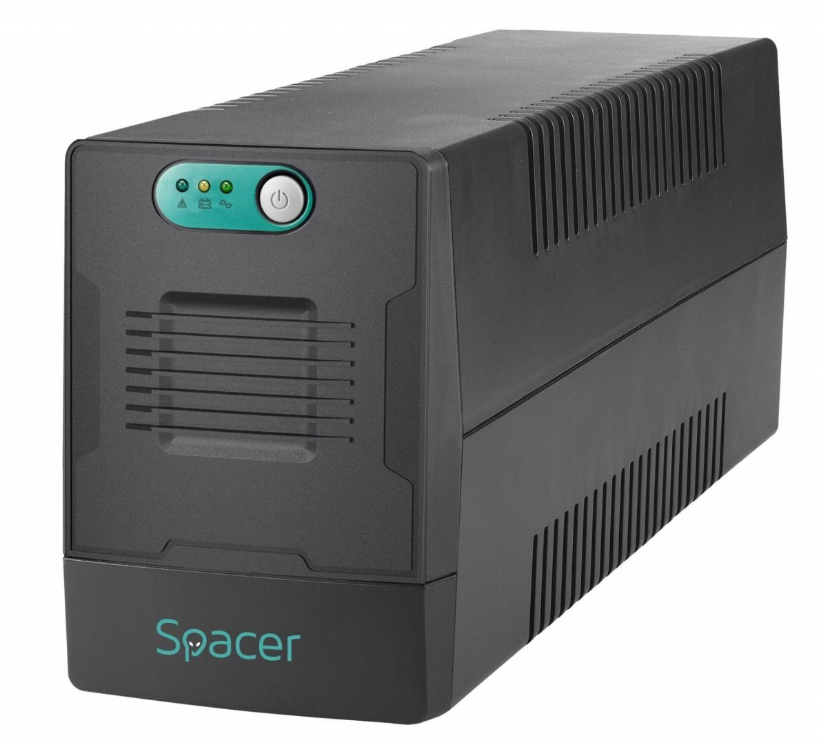 UPS Spacer Line Int. fara management, 800VA/ 480W, AVR, 2 x socket Schuko, indicatie status cu LED, 1 baterie 12V/9Ah, bateria are 12 luni garantie