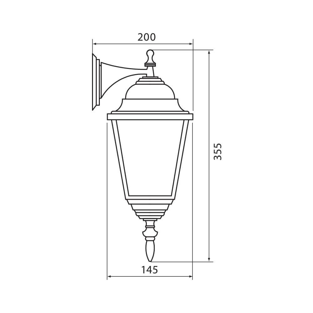 Aplica tip felinar Vivalux RIGA DOWN, E27, max 1x60W, IP44, 200x145x355mm, Negru, bec neinclus - 1 | YEO