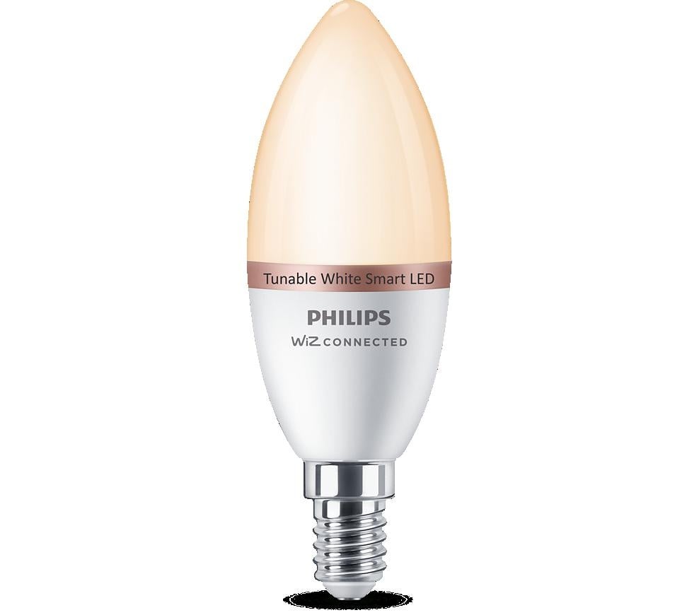 Bec LED inteligent Philips Candle C37, Wi-Fi, Bluetooth, E14, 4.9W (40W), 470 lm, lumina alba (2700-6500K)