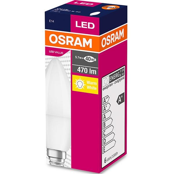 Bec LED Osram Value Classic B, E14, 4.9W (40W), 470 lm, luminacalda(2700K) - 1 | YEO