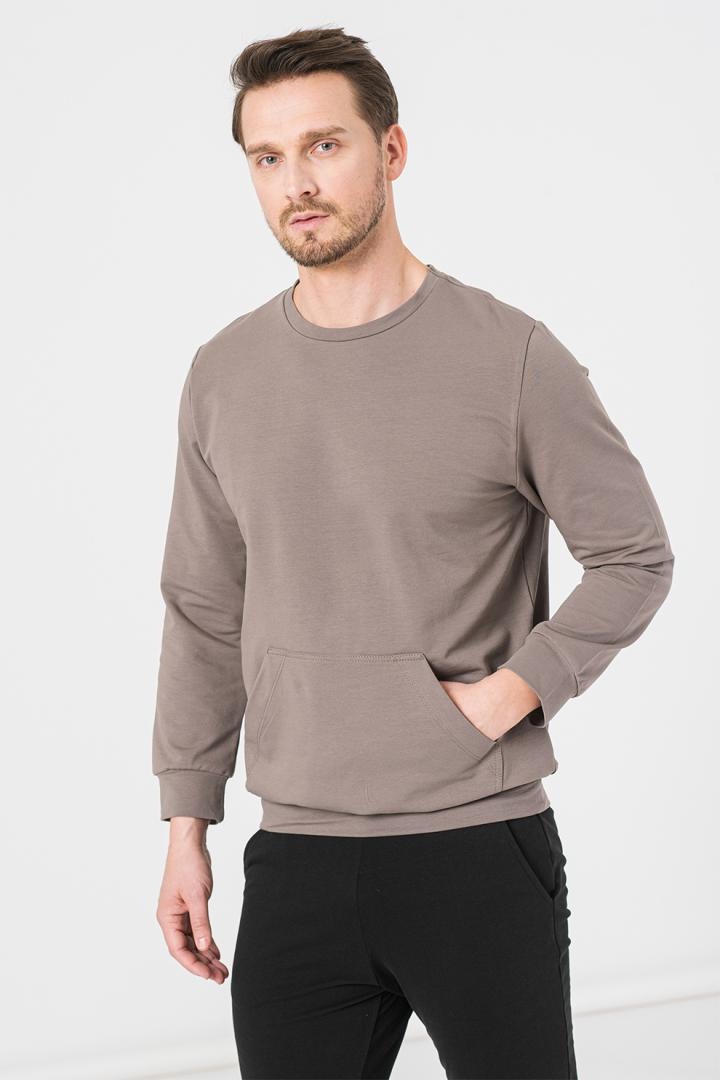 BLUZA COTON CASUAL BARBATI TAUPE-XXL - 3 | YEO