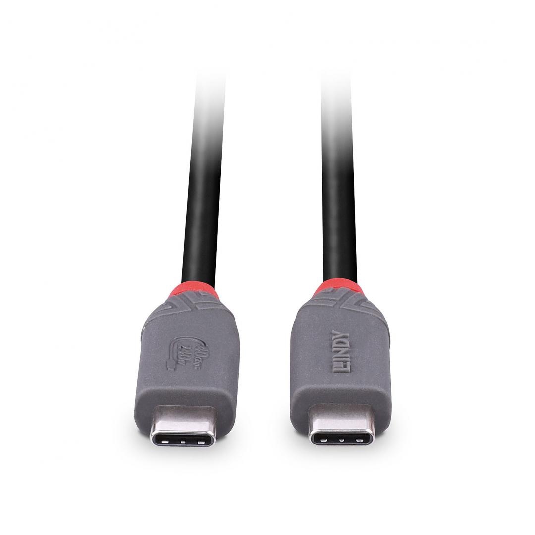 Cablu Lindy 0.8m USB 4 Type C 40Gbps Anthra line, rezolutie maxima suportata 3840x2160@60Hz, 7680x4320@60Hz , latime de banda suportata 40Gbps, gri - 3 | YEO