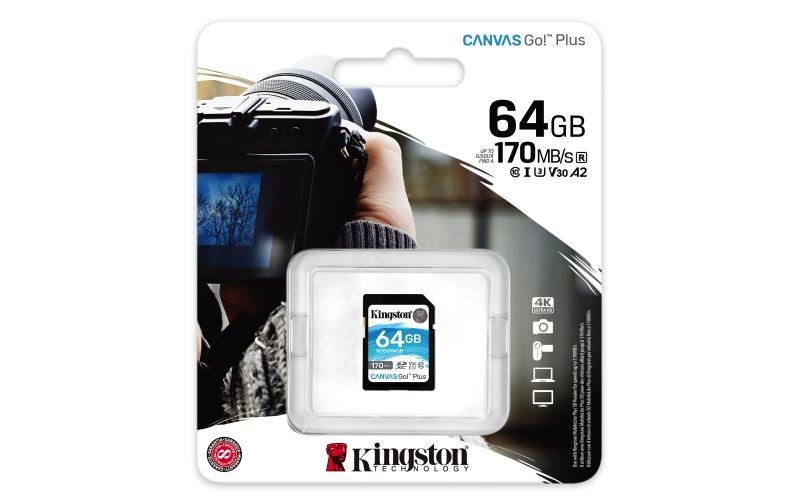 Card de Memorie SD Kingston Canvas GO Plus, 64GB, Class 10 - 3 | YEO