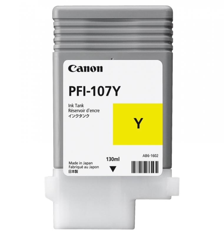 Cartus cerneala Canon PFI-107Y, yellow, capacitate 130ml, pentru Canon iPF680/685, iPF780/785, iPF670/770