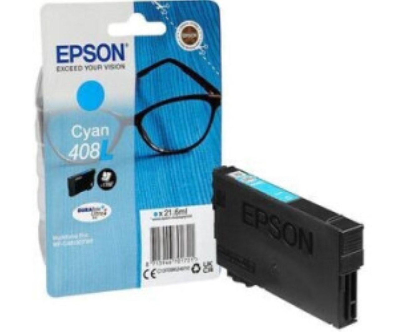 Cartus cerneala Epson 408L Ink Tank, Cyan, DuraBrite Ultra Ink,capacitate 21.6ml, 1.7k pagini, pentru WorkForce Pro WF-C4810DTWF.