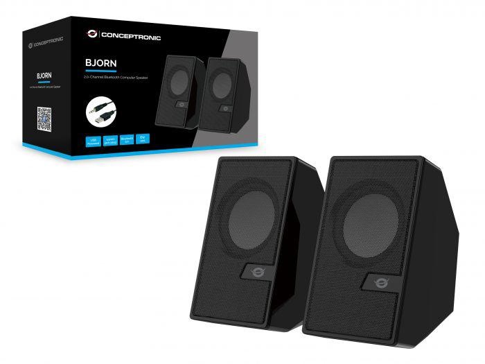 CONCEPTRONIC BJORN02B 2.0-Channel Computer Speaker with Bluetooth, 6W, 63 x 63 x 105 mm