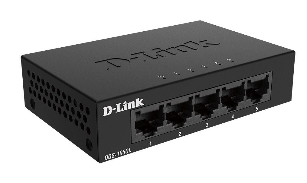 D-Link Switch DGS-105GL, 5 porturi Gigabit, Capacity 10Gbps, desktop, faramanagement, metal, negru, fara ventilator, D-Link Green. - 2 | YEO