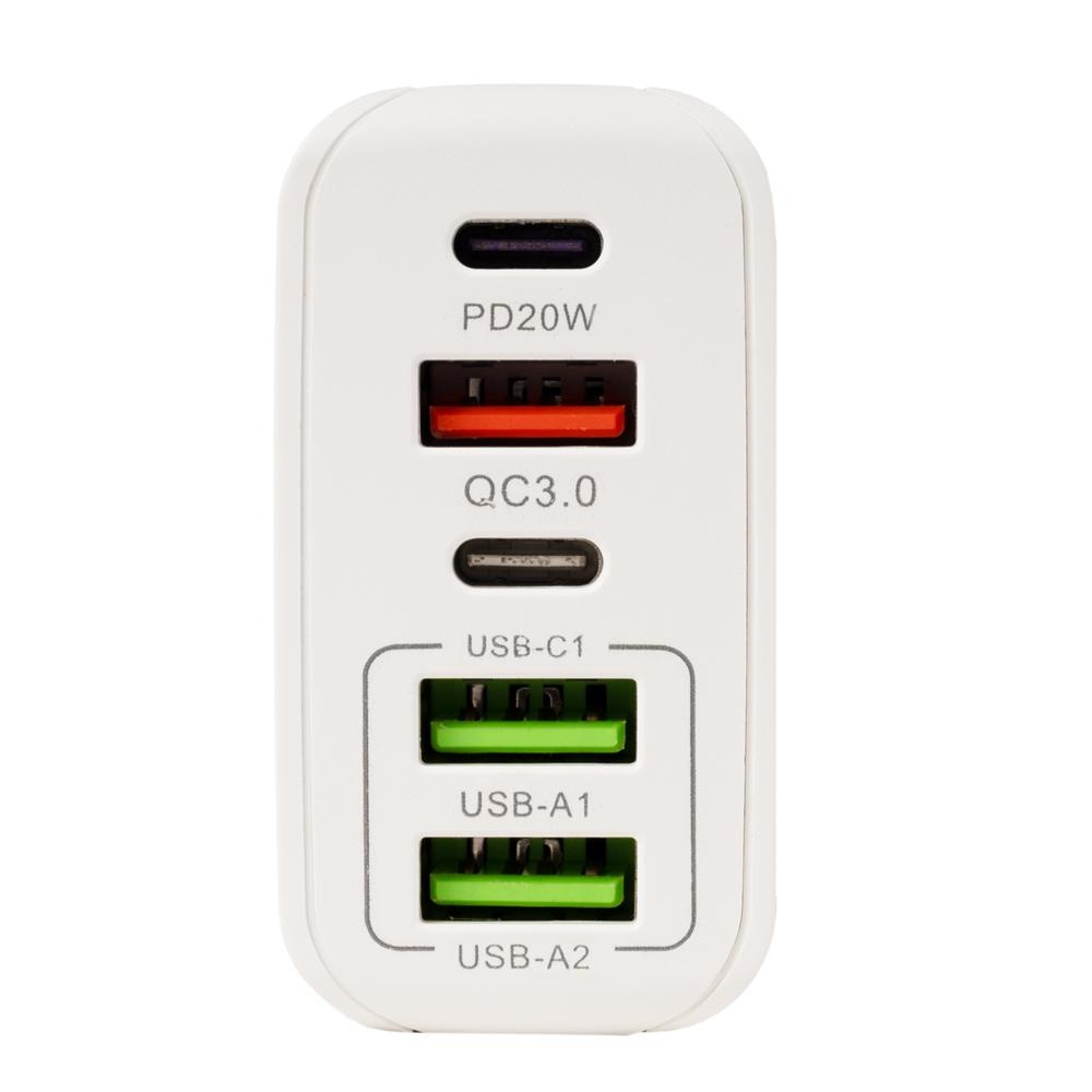 Incarcator retea Spacer QC 38W, 5 x porturi: USB Type-C PD x 1m USB Type-C x 1, USB Quick Charge x 1, USB x 2, alb - 2 | YEO