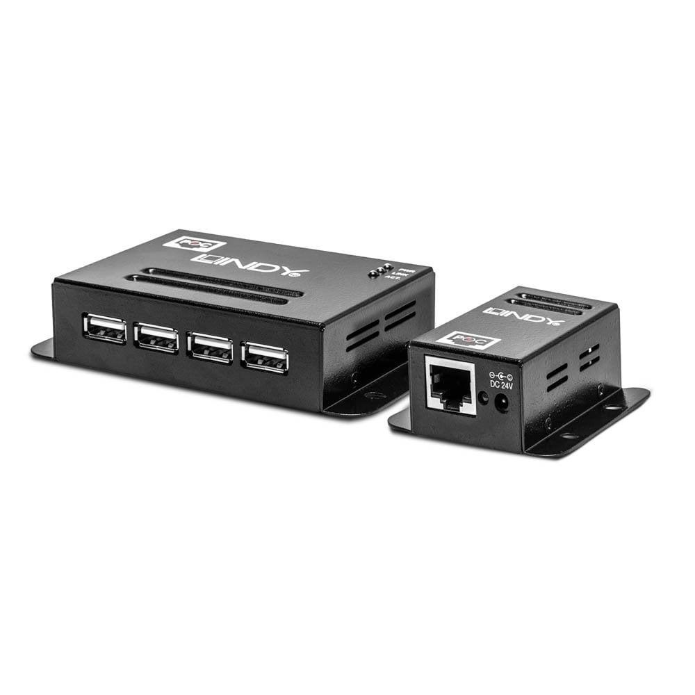 Lindy 50m 4 Port USB 2.0 Cat.5e Extender Technical details Specifications USB Standard: USB 2.0 Supported Bandwidth: 480Mbps Maximum Distance: 50m (164.04ft) Transmission Medium: Cat.5/5e/6 or higher network cable Chipset: NS1021 Special Features: - 2 | YEO