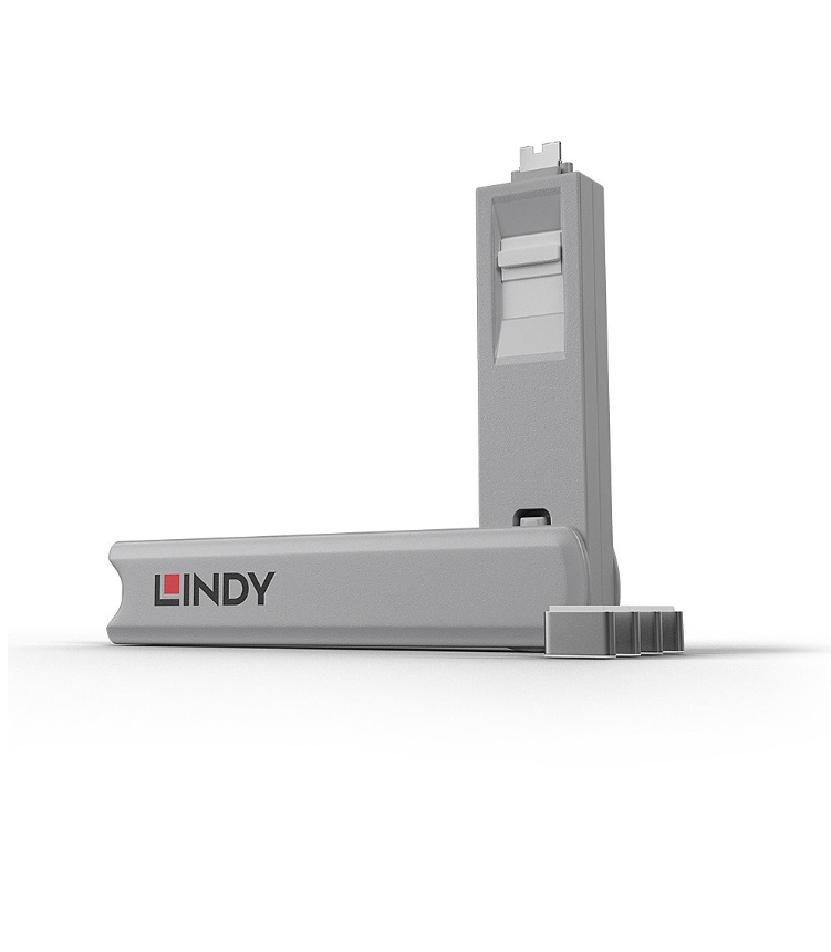 Lindy USB Type C Port Blocker Key, pachet de 4, dimensiuni 14.52x112.5x11.25mm, alb