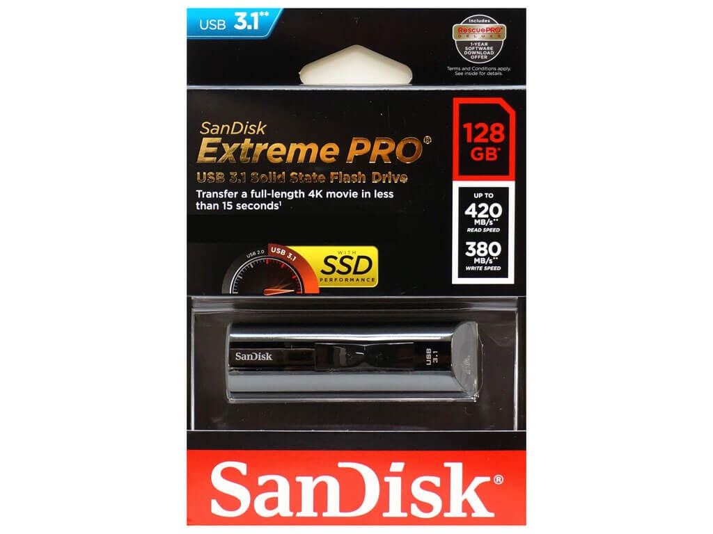 Memorie USB Flash Drive SanDisk Extreme PRO, 128GB, USB 3.1 - 3 | YEO