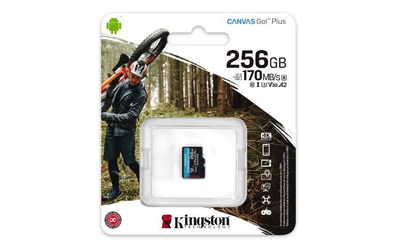 MicroSD Kingston Canvas GO Plus 256GB, Class 10 - UHS I, U3, V30, A2 - 3 | YEO