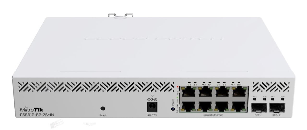 MIKROTIK, CSS610-8P-2S+IN, 8P, 2 SFP+ Port , Indoor Switch, SwitchOS Lite, 64 KB Flash, interfata: 8 x 10/100/1000 POE, 2 x SFP+ ports, Dimensiuni: 272x208x44mm. - 1 | YEO