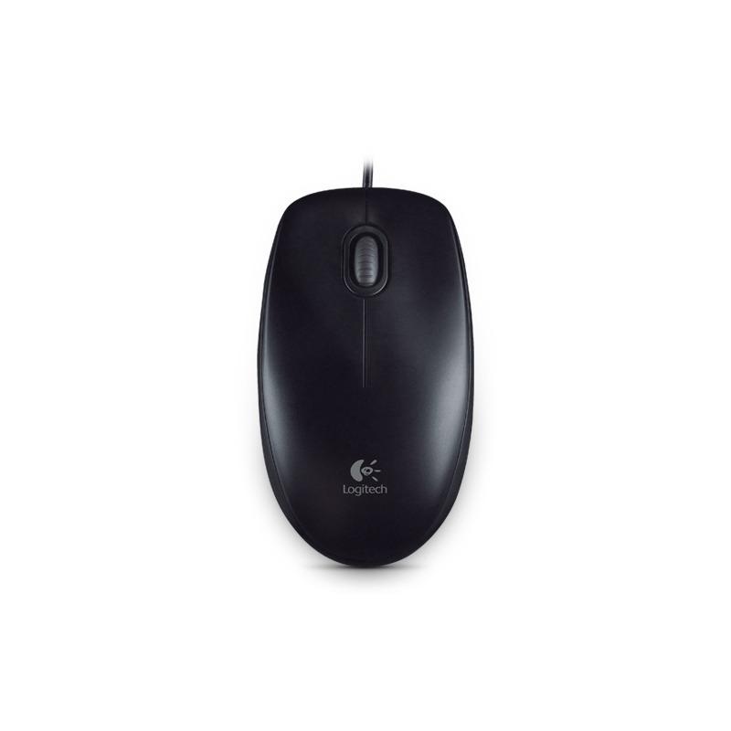 Mouse Logitech B100, optic, interfata USB, rezolutie 800 DPI, 4 butoane, negru