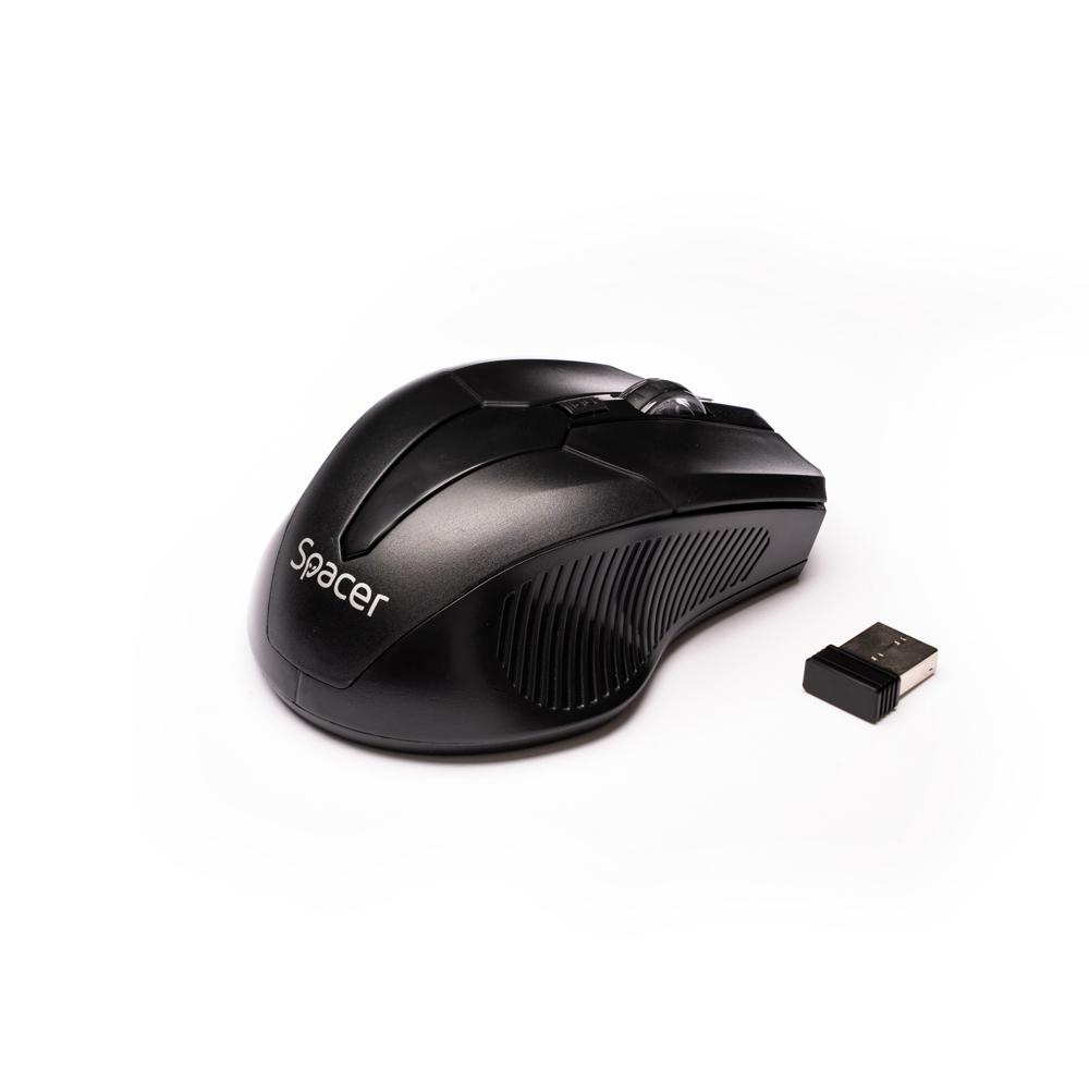 MOUSE Spacer, PC sau NB, fara fir, USB 2.4 GHz, optic, 1600 dpi, butoane/scroll 3/1, negru, SPMO-W02 - 2 | YEO