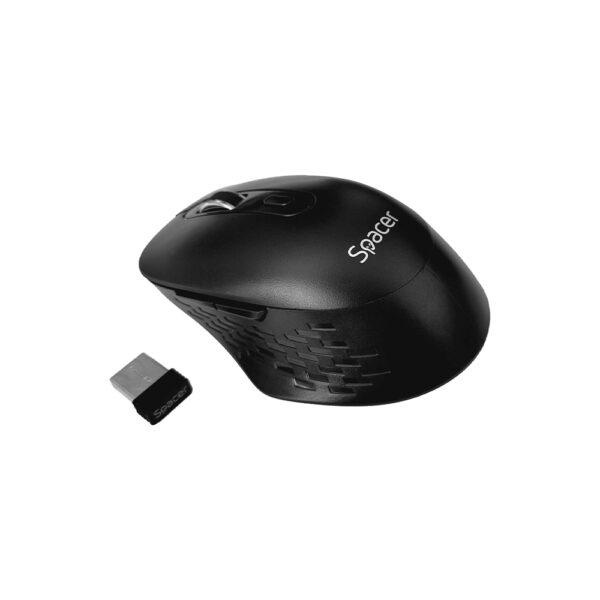 Mouse Spacer, PC sau NB, wireless, 2.4GHz + Bluetooth 5.1, optic, max.1600 dpi, butoane/scroll 6/1,buton ON/OFF, negru,baterii AAAx2 incluse