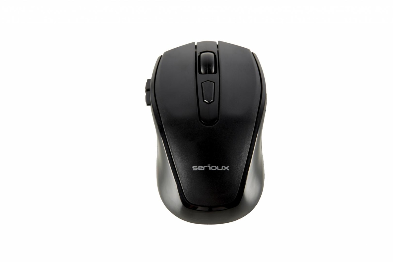 Mouse wireless Serioux Pastel 600 negru – Senzor optic 1600 DPI, 6 butoane, design ambidextru - 1 | YEO