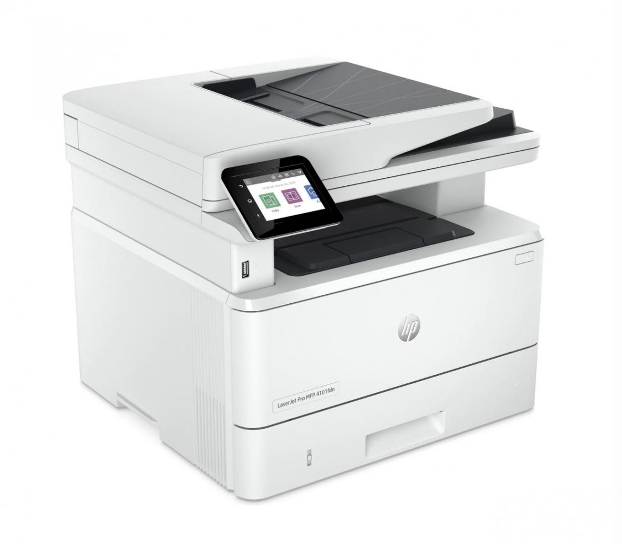 Multifunctional laser mono HP Laserjet 4102FDW , dimensiune A4 (Printare, Copiere, Scanare, Fax), Duplex, viteza 40ppm, rezolutie max 1200 x 1200dpi, procesor 1200Mhz, memorie 512MB RAM, alimentare hartie 350 coli, + 50 coli DADF, limbaj de printare HP - 1 | YEO