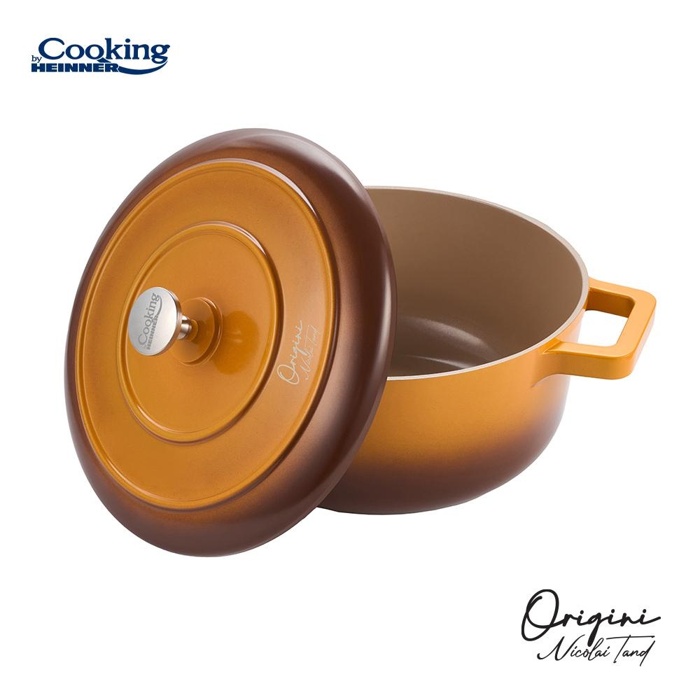 SEMIOALA ALUMINIU TURNAT + CAPAC 24x12 CM,3.9L, NICOLAI TAND, ORIGINI, COOKING BY HEINNER - 2 | YEO