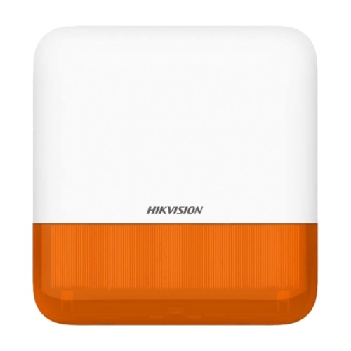 Sirene de exterior wireless AXPRO Hikvision DS-PS1-E-WE(Orange Indicator), frecventa de operare: 868 MHz, comunicare bidirectionala Tri-X wireless protocol, distanta de comunica RF: 1600metri, criptare: AES-128, 2 x tamper, Strobe light BLUE, nivel