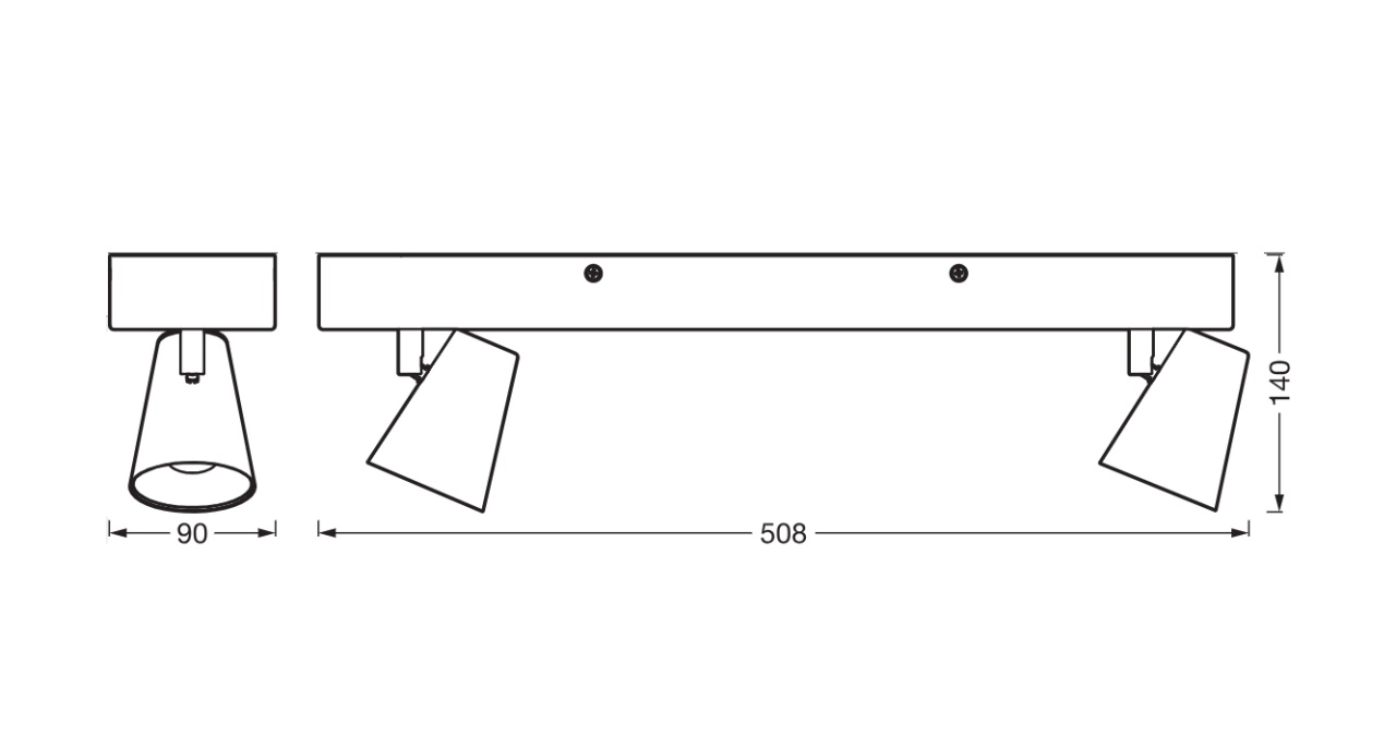 Spot LED dublu ajustabil Ledvance DECOR NEPTUNE, 20W, 1630 lm, lumina calda (3000K), IP20, 508mm, Alb, clasa energetica F - 2 | YEO