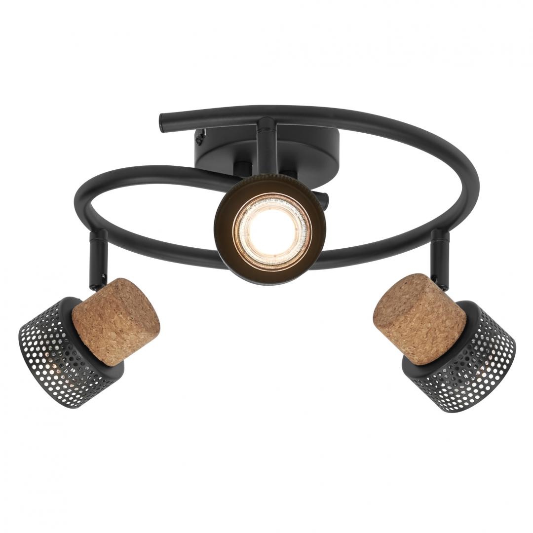 Spot LED triplu ajustabil Ledvance DECOR CORK SPIRAL, 3xGU10, 3x3.4W, 690 lm, lumina calda (2700K), IP20, 318x136x293mm, metal/pluta, Negru - 1 | YEO