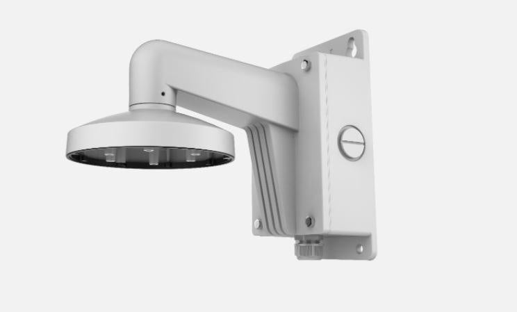 Suport de montaj pe perete cu doza de conexiuni Hikvision DS-1473ZJ- 155B, material aliaj de aluminiu, dimensiuni: Ø 155 mm × 243 mm × 300 mm, greutate: 1750 g