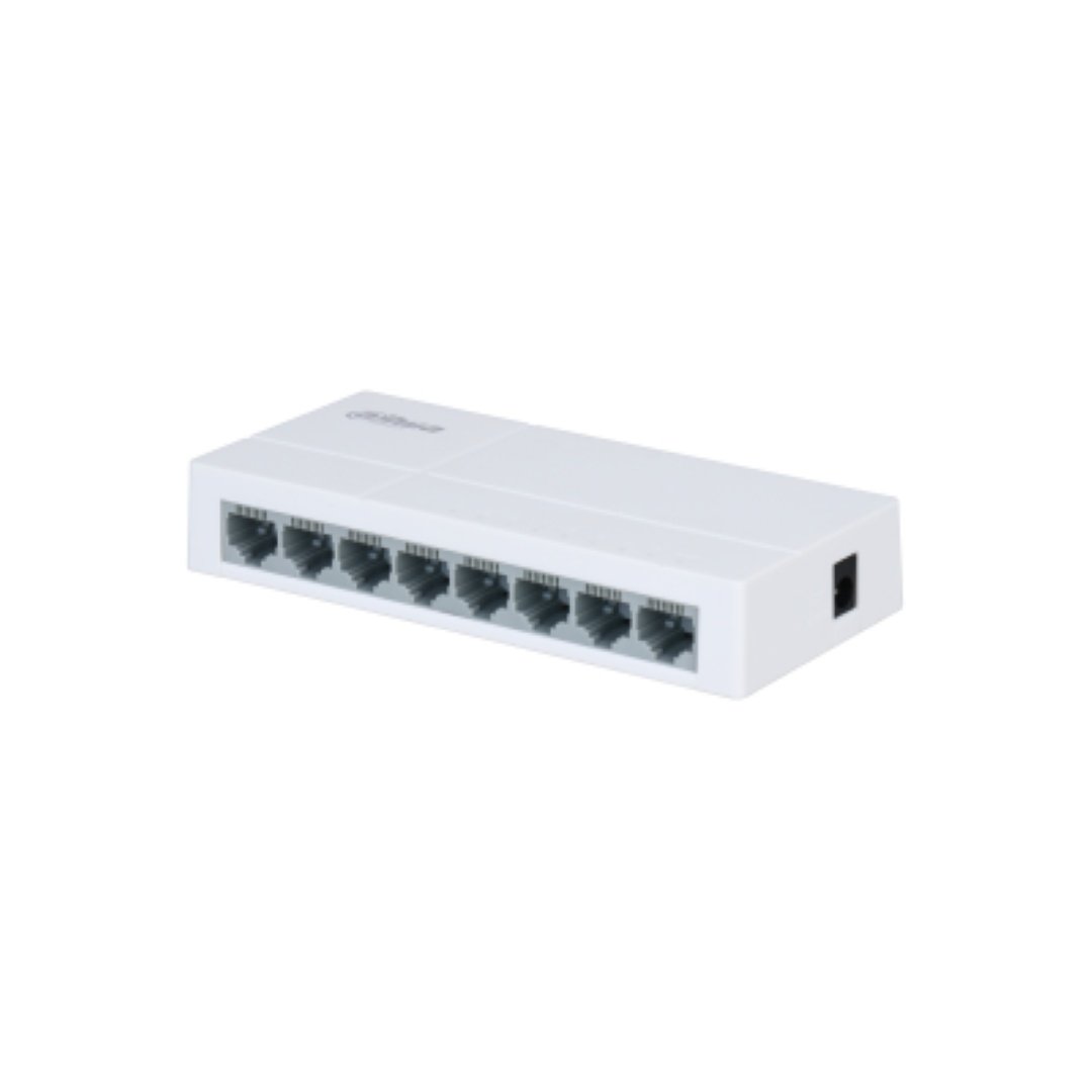 Switch Dahua 8 porturi Unmanaged, PFS3008-8ET-L, Interfata: 8 x 10/100 Mbps, Capacitate: 1.6 Gbit, Packet Forwarding Rate: 1.1904 MPPS, Greutate: 160g, Dimensiuni: 132.9 mm × 62.4 mm × 24.0 mm, Material carcasa: plastic. - 2 | YEO