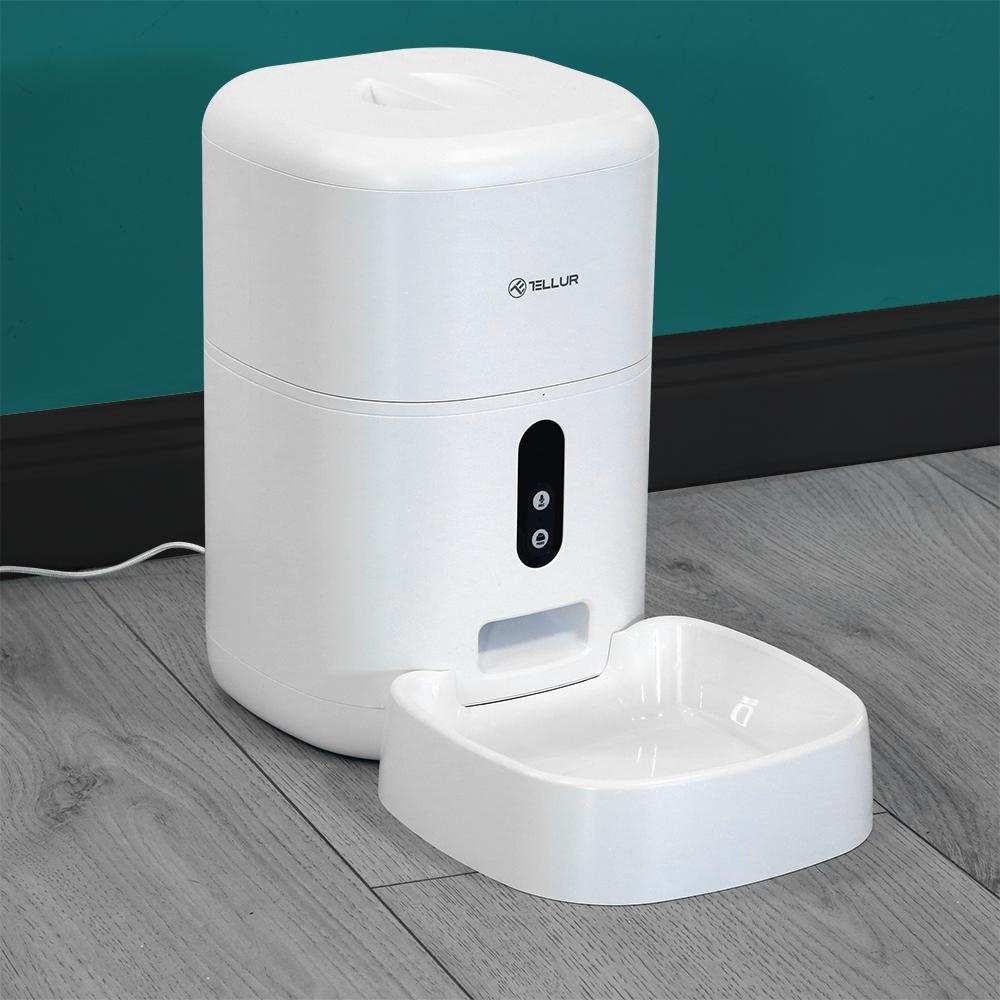 Tellur Dispenser de mancare Smart pentru animale de companie, capacitate 4L, alb - 1 | YEO