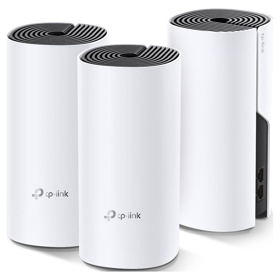 TP-Link Sistem Mesh Wi-Fi pentru întreaga casă AC1200, DECO M4(3-PACK); Procesor: Quad-core CPU; Interfață: 2 Gigabit Ethernet Ports (WAN/LAN auto-sensing) per Deco unit; 2 internal dual-band antennas per Deco unit; Flash: 16 MB; SDRAM: 128 MB; Standarde