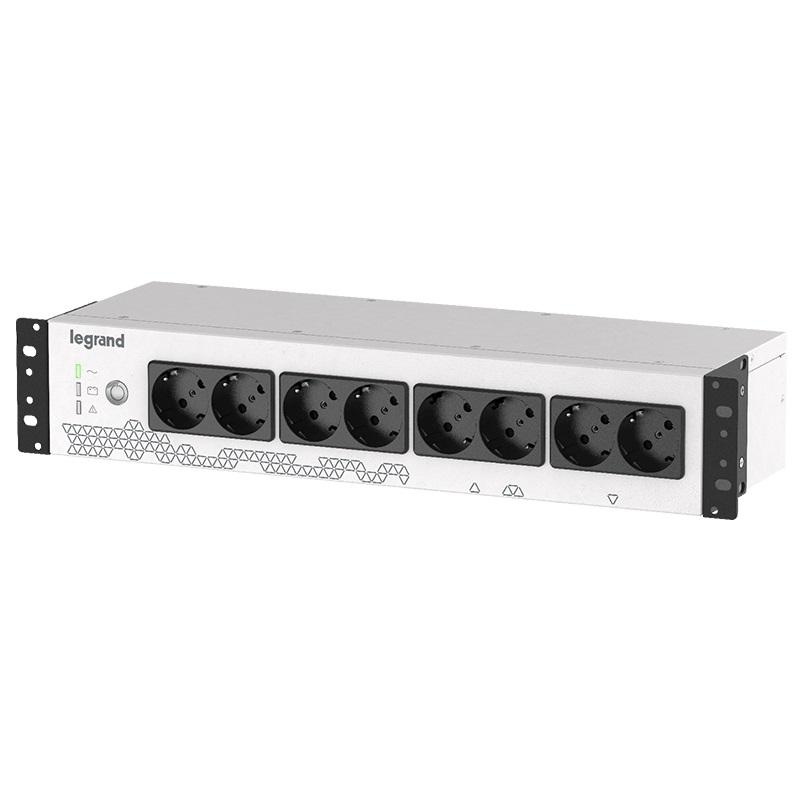 UPS Legrand Keor PDU monofazat, 800VA/480W, IN 1xIEC 10A OUT 8x Schuko, technologie off-line, conexiune USB HID, capacitate baterie 12V/9AH, 230V, dimensiuni 440x150x88mm, greutate 5kg