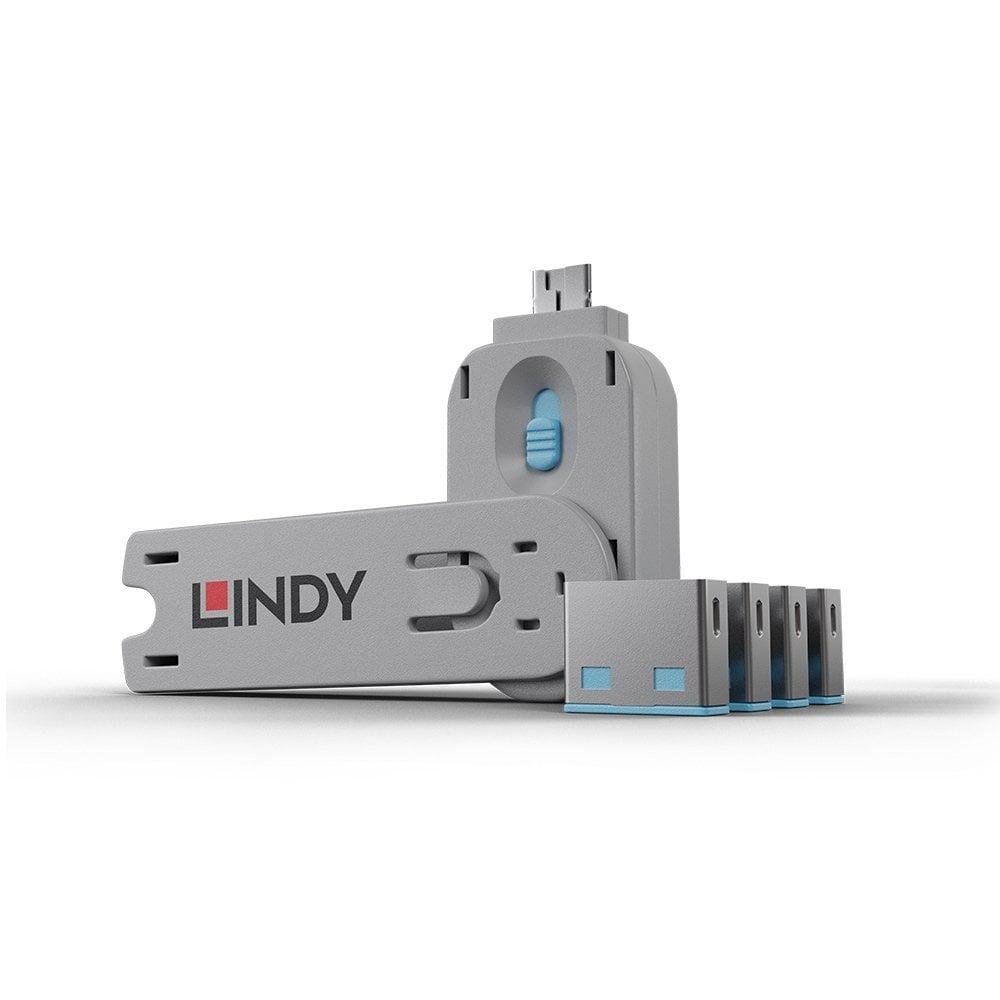 Adaptor Lindy LY-40452, USB Port Locks 4x, blue - 1 | YEO