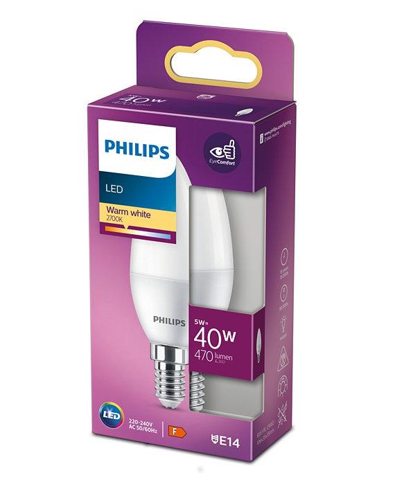 Bec LED Philips B35 EyeComfort E14 5W (40W) 470 lm Lumină Caldă 2700K Mat