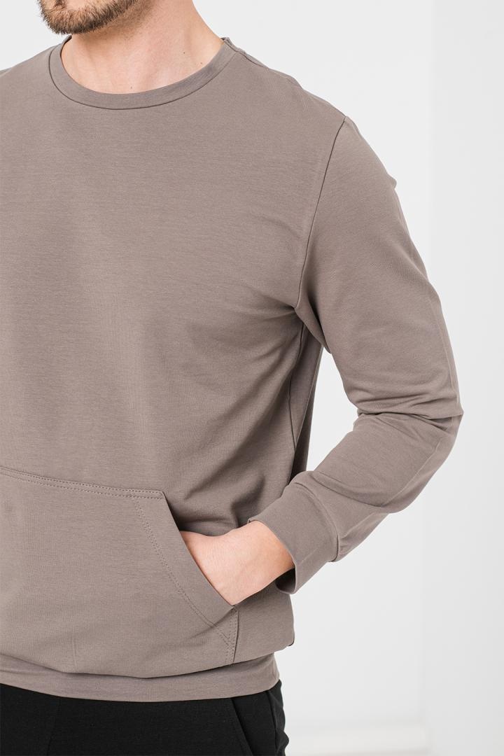 BLUZA COTON CASUAL BARBATI TAUPE-XXL - 4 | YEO