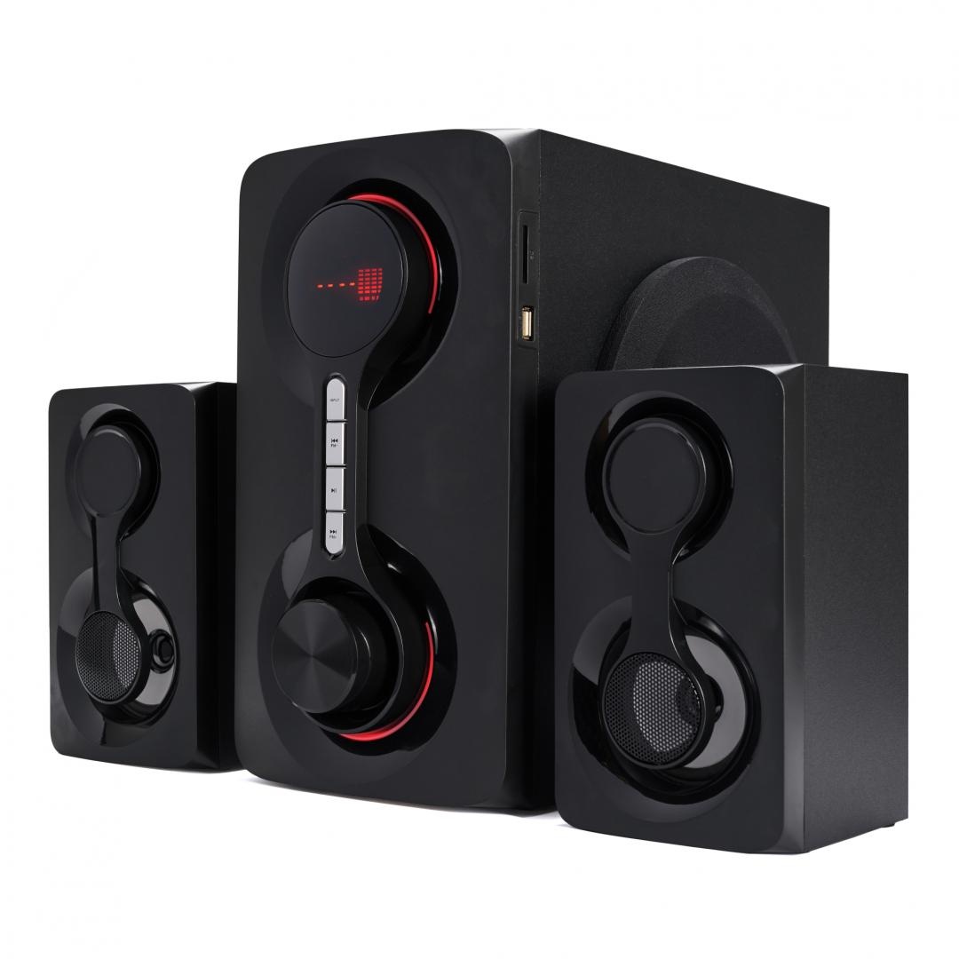 Boxe Serioux 2.1 SoundRise 2160W, putere totala 60W RMS, tip 2.1, sateliti 2 x 15W, subwoofer 30W, Conectivitate: Bluetooth, USB, AUX, SD, Radio FM, negre, SRXS-2160W