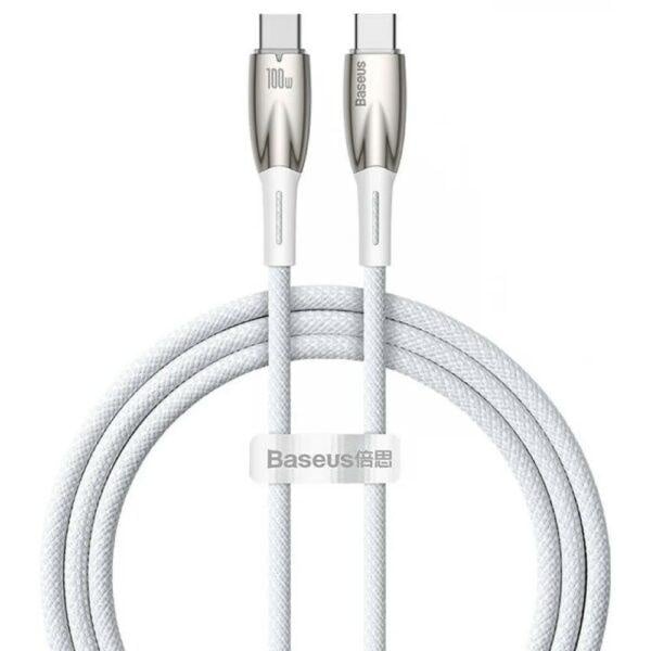 Cablu alimentare si date Baseus Glimmer, Fast Charging Data Cable pt.smartphone, USB Type-C la USB Type-C 100W, 1m, alb