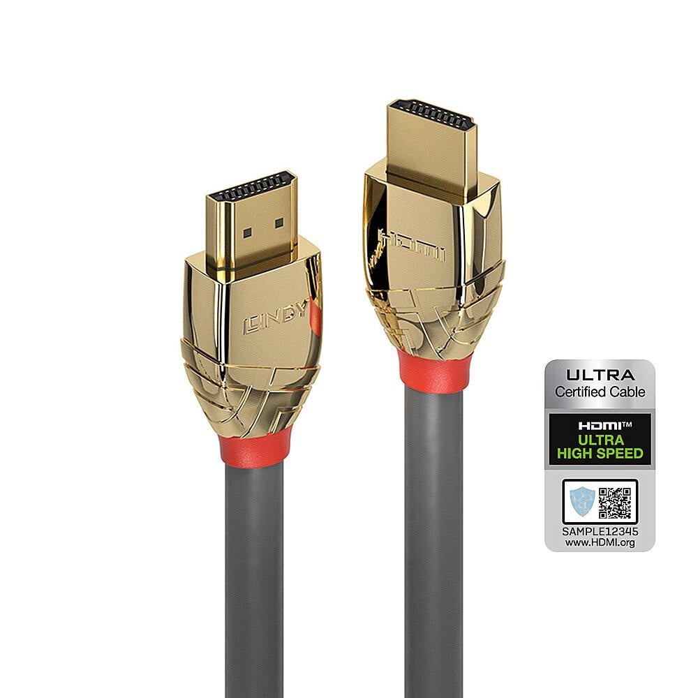 Cablu Lindy 5m Ultra High Speed HDMI Gold Line, rezolutie maxima 10240x4320@120Hz 4:2:0 12bit, latime de banda suportata 48Gbps, gri