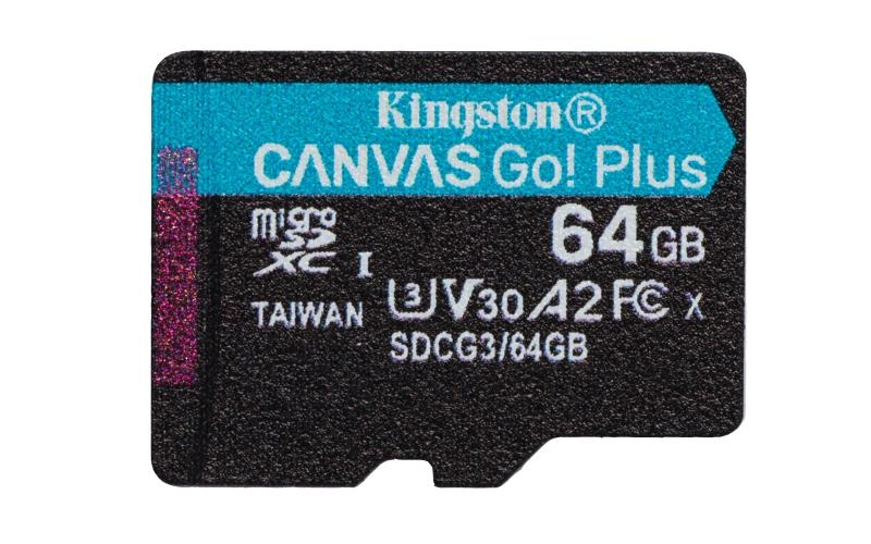 Card de Memorie MicroSD Kingston Canvas GO Plus, 64GB, Adaptor SD, Class 10 - 3 | YEO