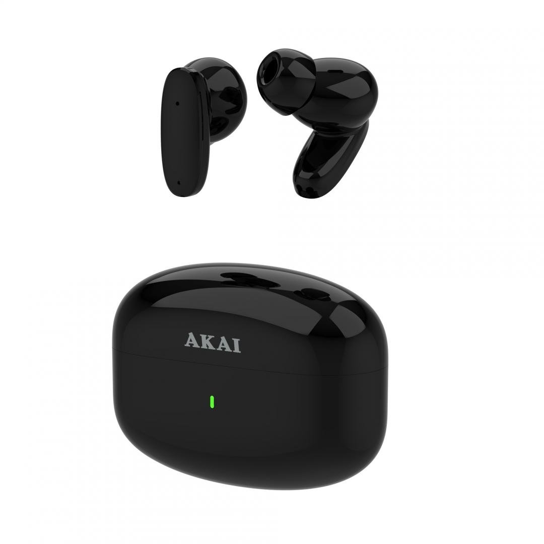 Casti Akai BTE-J400ENC wireless, bluetooth 5.3, putere intrare incarcare 200mA , capacitate baterie in standby pana la 72 ore, negru