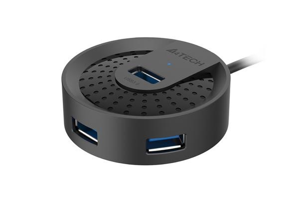 HUB extern A4TECH, porturi USB-A: USB 3.0 x 4, conectare prin USB-C , cablu 0.50 m, negru - 1 | YEO