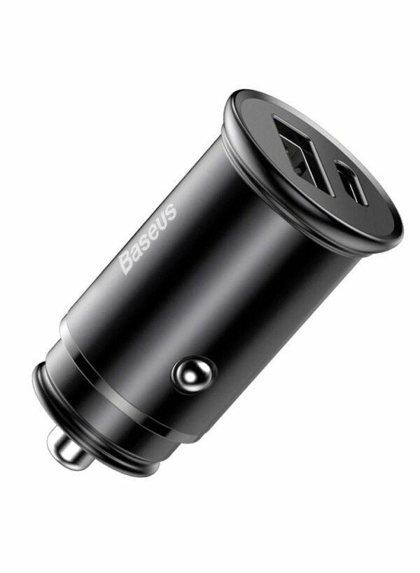 Încărcător Auto Baseus Circular Metal, 2 Porturi USB, Încărcare Rapidă 30W