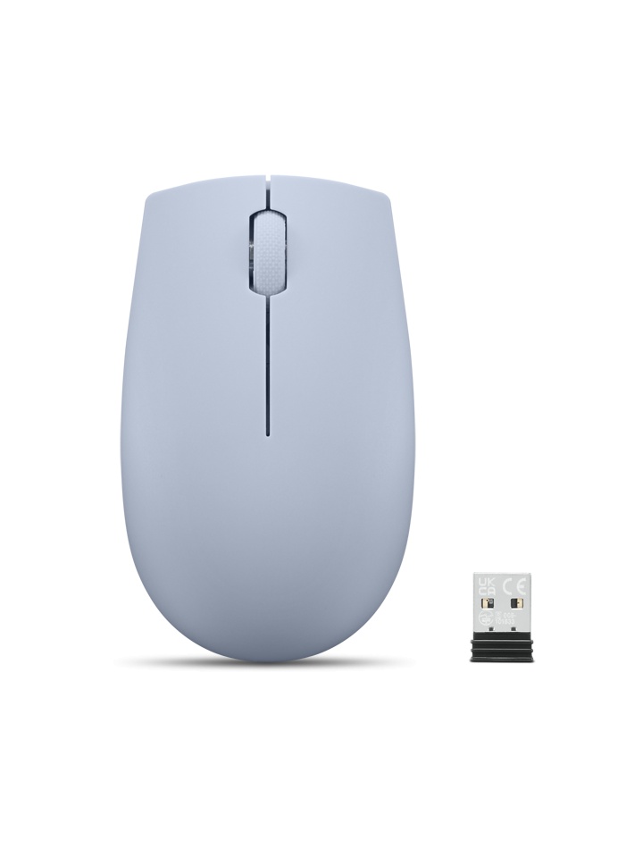 Lenovo 300 Wireless Compact Mouse Frost Blue, Tip: Standard, Rezolutie (dpi): 1000 dpi, Butoane/rotite, 3, Interfata mouse/ Tehnologie: Wireless, Interfata receiver, dongle USB 2.4GHz, Culoare: Albastru, Dimensiune (mm): 97.91 x 57.99 x 32.53 mm,