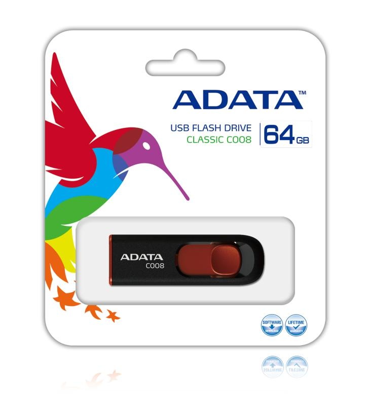 Memorie USB Flash Drive Adata C008, 64GB, USB 2.0, negru - 2 | YEO