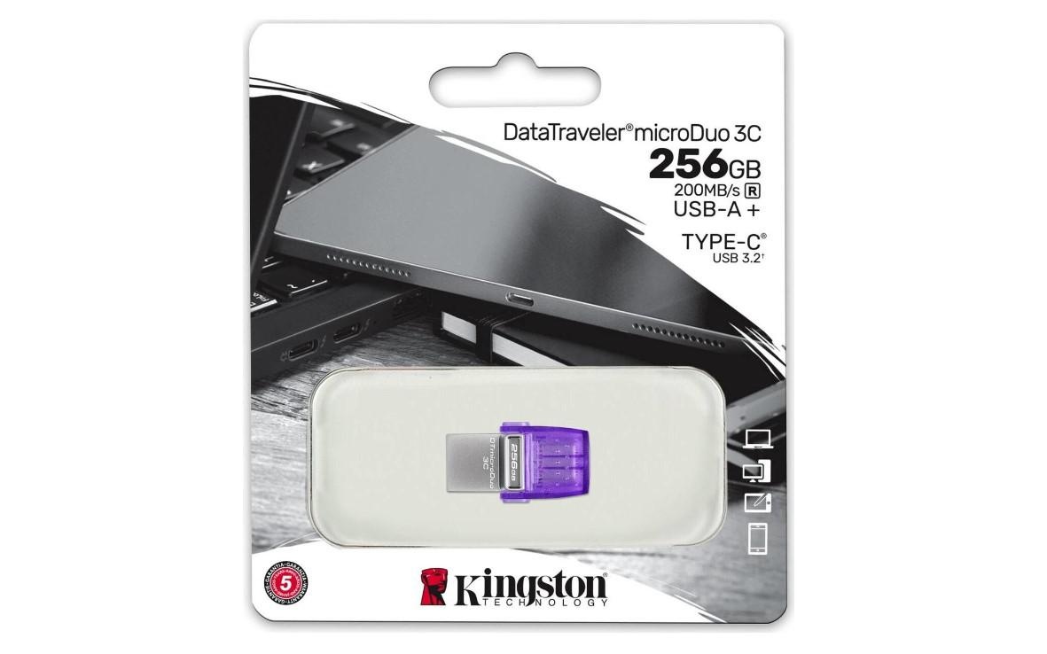 Memorie USB Flash Drive Kingston 256GB DT MicroDuo, USB 3.0, micro USB 3C - 2 | YEO