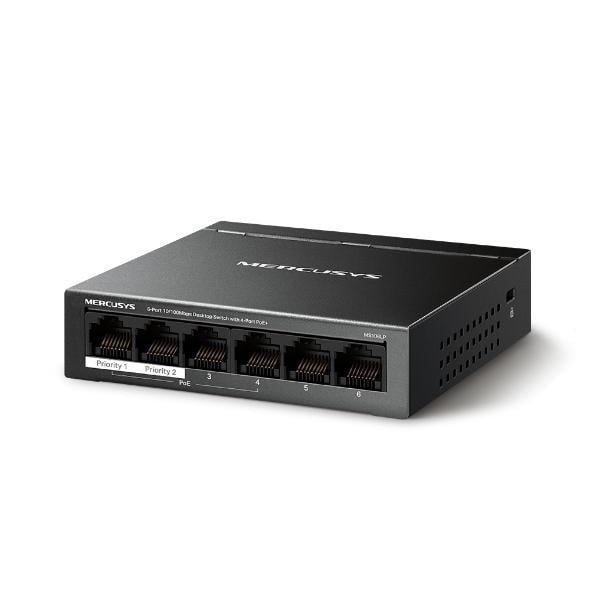 Mercusys Desktop Switch MS106LP 6 porturi 10/100Mbps, Standarde si protocoale IEEE 802.3x Flow Control, 4 porturi POE, buget POE 40W, dimensiuni: 99.8*98*25mm. - 3 | YEO