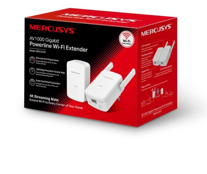 Mercusys Kit Powerline Wi-Fi Gigabit AV1000 MP510 KIT, Standarde si protocoale: HomePlug AV2, IEEE 802.3, IEEE 802.3u, IEEE802.11b/g/n, Tehnologie de modulare: OFDM (PLC), Securitate wireless: WPA-PSK / WPA2-PSK, WPA / WPA2, criptare WEP, Dimensiuni: - 3 | YEO