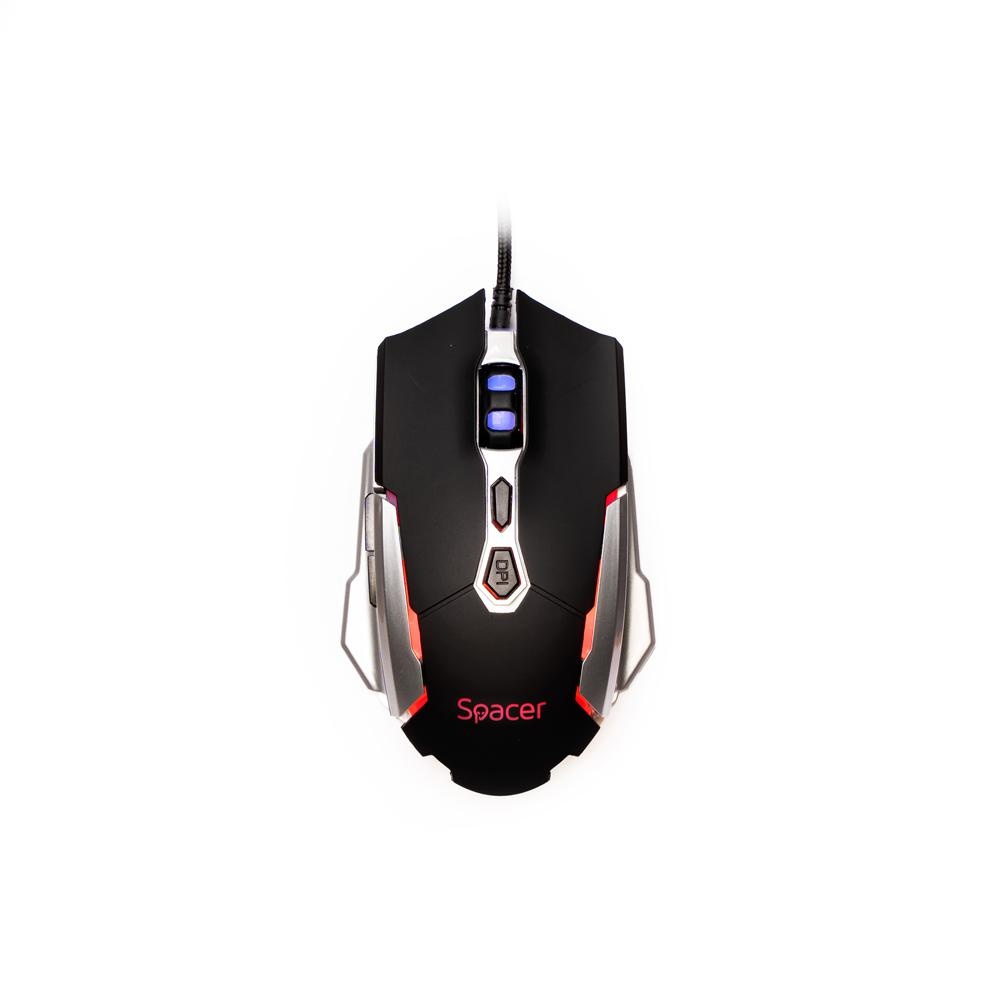 MOUSE Spacer Gaming SPGM-PULSAR-LITE, cu fir, USB, optic, 3.200 dpi, butoane/scroll 7/1, iluminare, negru - 1 | YEO