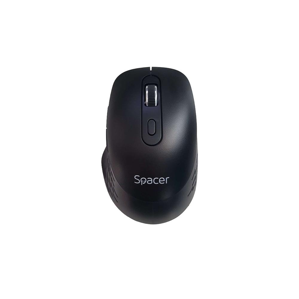 Mouse Spacer, PC sau NB, wireless, 2.4GHz + Bluetooth 5.1, optic, max.1600 dpi, butoane/scroll 6/1,buton ON/OFF, negru,baterii AAAx2 incluse - 1 | YEO