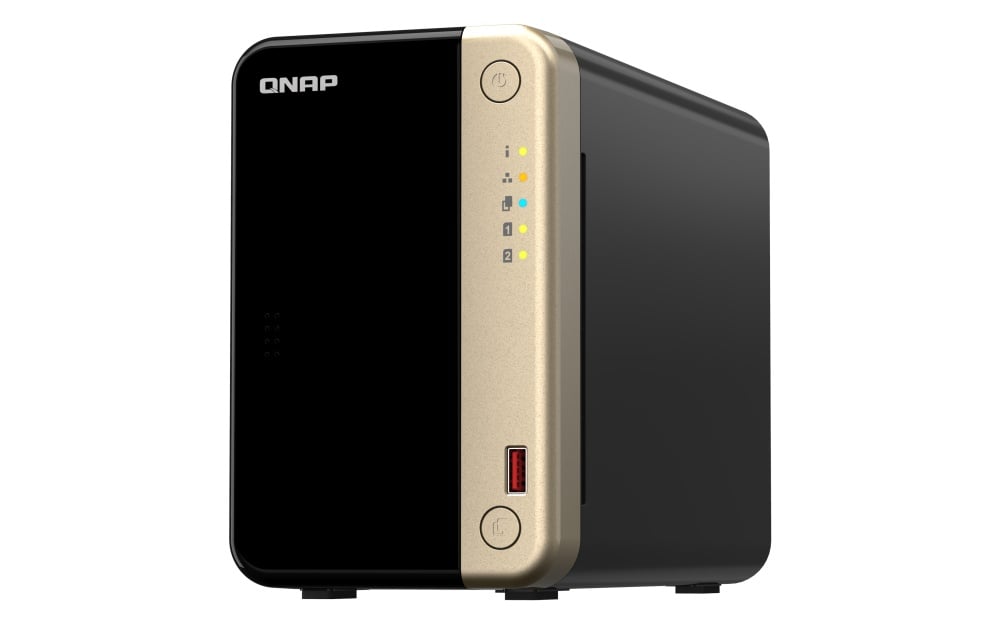 NAS QNAP 264 2-Bay, CPU Intel Celeron N5105/N5095 4-core/4-thread Processor, RAM 8 GB DDR4 (onboard, not expandable), HDD 2 x 2.5