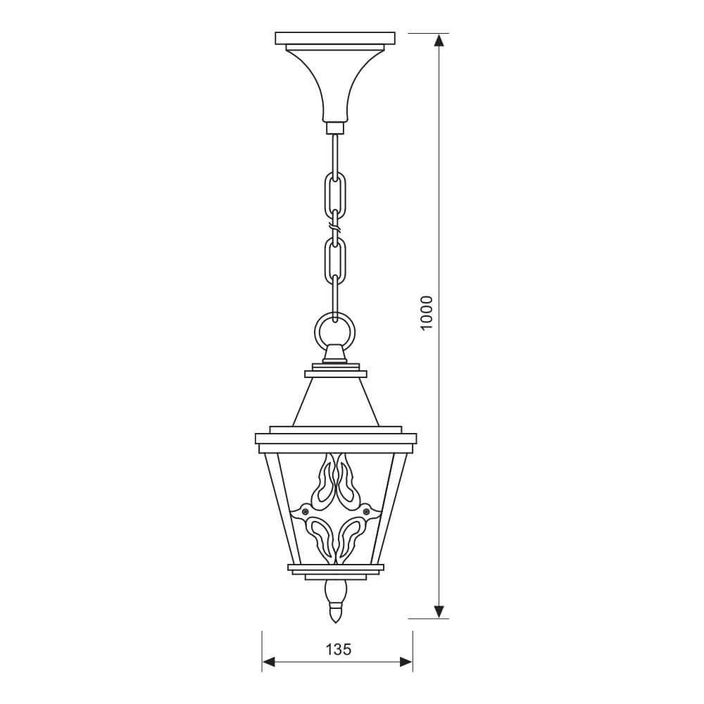 Pendul tip felinar Vivalux LYON, E27, max 1x60W, IP44, 145x145x1000mm, Auriu, bec neinclus - 1 | YEO